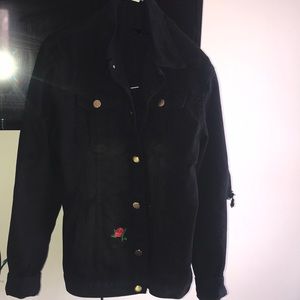 Handmade custom black denim jacket